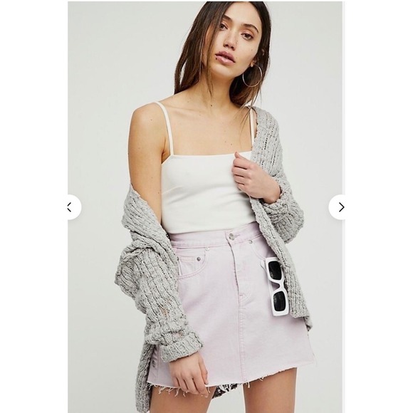 Free People Fun Times Chunky Knit Cardigan Gray Size M Cozy Sweater Boho Slouchy - Picture 2 of 12